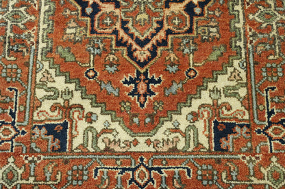 Tribal Heriz rug border detail