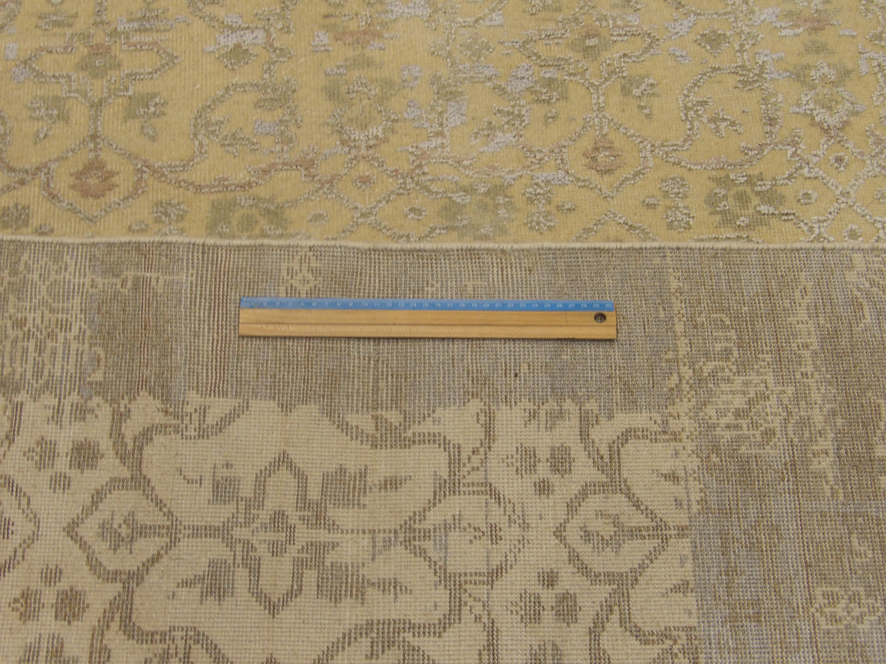 Beige & Purple Transitional Vintage Erase Design rug in room setting