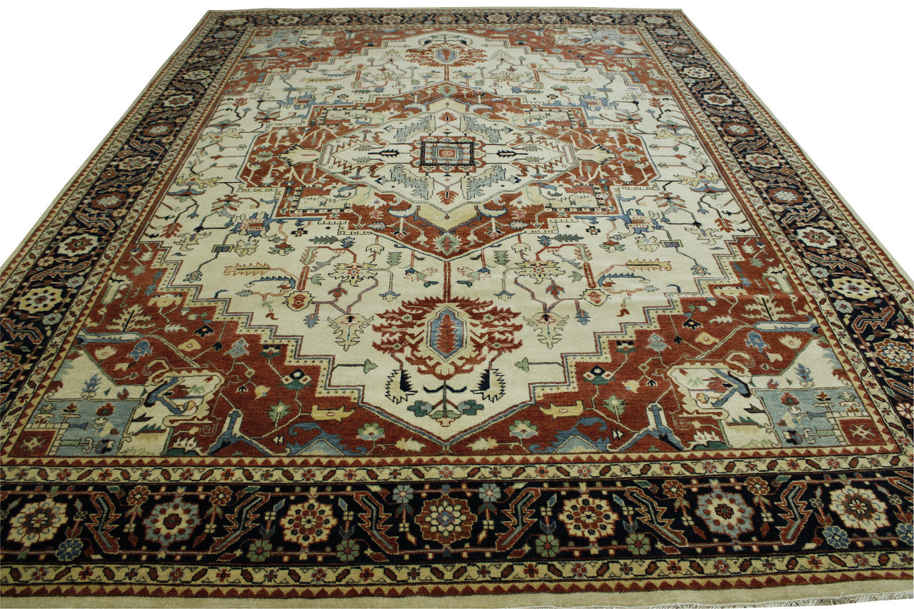 Back of Tribal Fine Sherapi hand-knotted rug