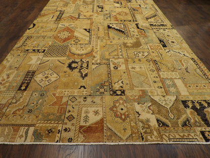 Patchwork Natural-dye 9'0"x12'0" Hand-knotted Rug -w11027