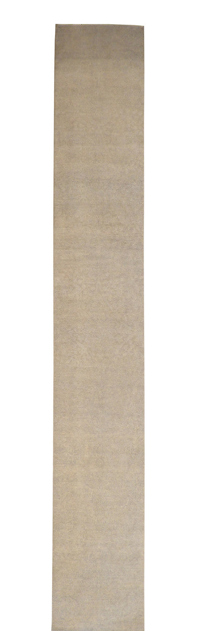 Oushak Bamiyan Chobi hand-knotted wool-silk rug in Blue, Beige & Gray, full view