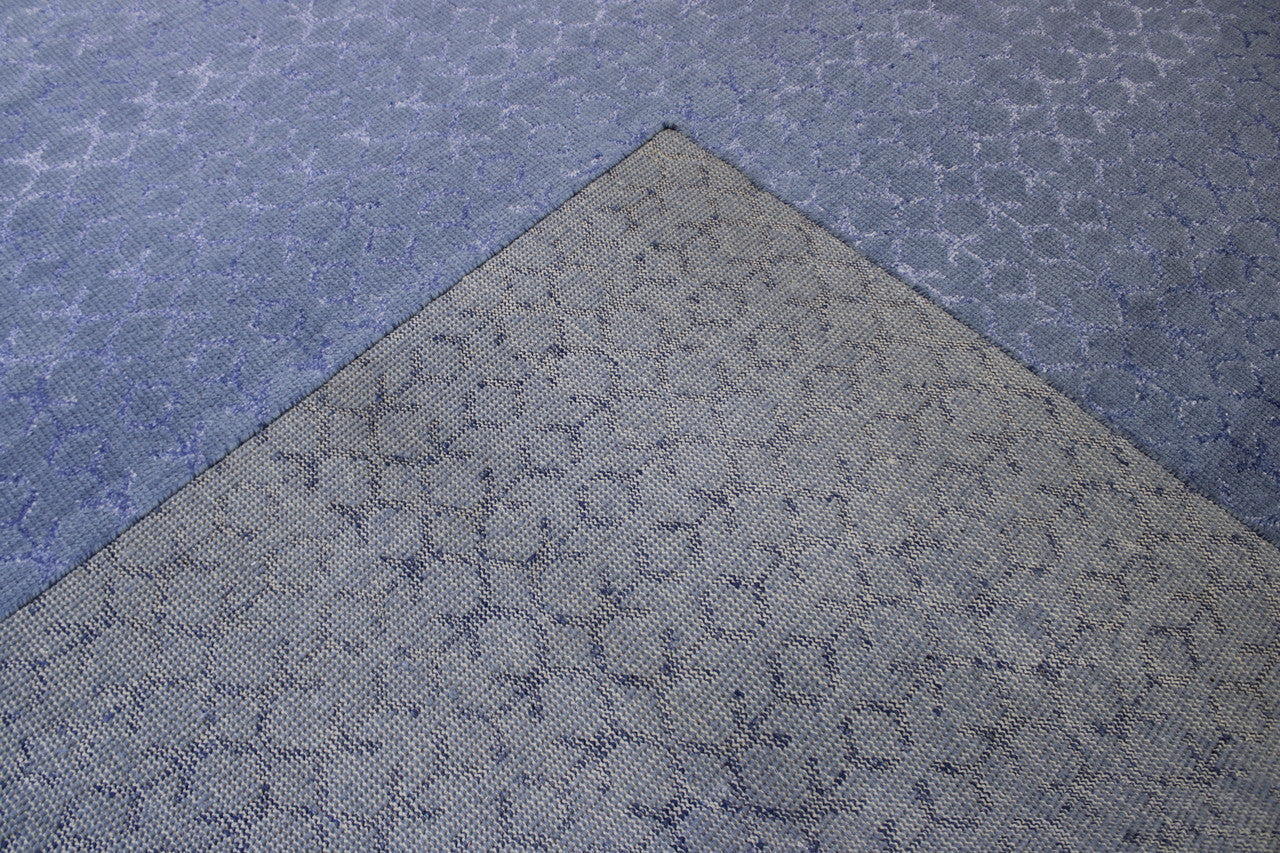 Back of Modern Distressed Moroccan Design hand-knotted rug