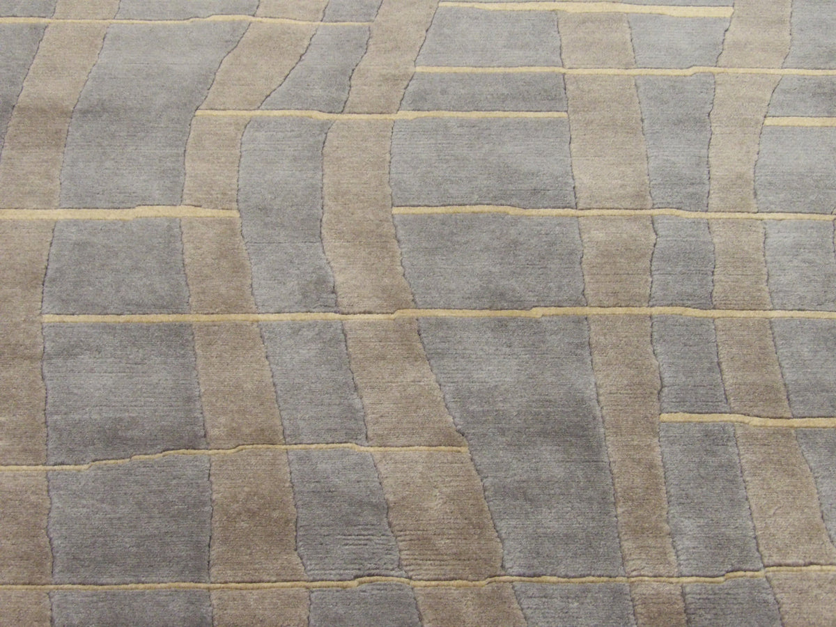 Back of Modern Geometrical Design hand-knotted rug