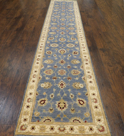 Kashan Traditional hand-knotted wool runner in Beige, 2'6" x 13'7", SKU W1163