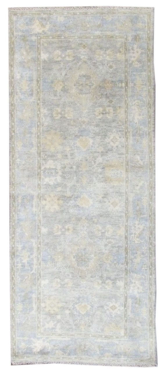 Turk Oushak Wash hand-knotted wool rug in Blue & Gray, full view