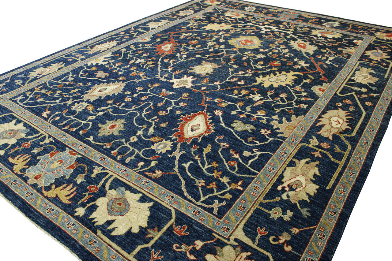 Close-up of wool pile, Blue rug