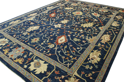Close-up of wool pile, Blue rug