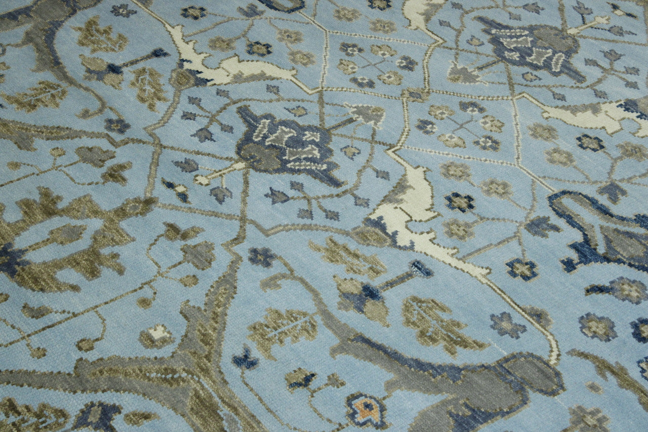 Back of Oushak Ziegler hand-knotted rug