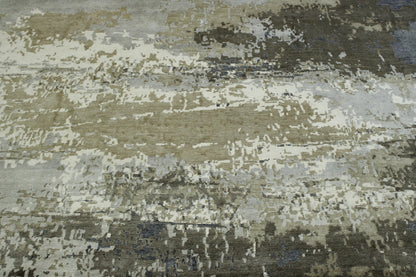 Blue & Beige Modern Abstract Broken Design rug in room setting