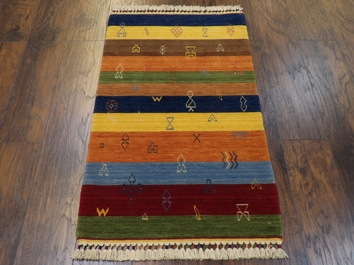 Persian Gabbeh rug corner detail