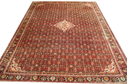Traditional Antique Bidjar rug corner detail