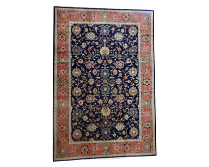 Turk Kashan Antique Wash hand-knotted wool rug in Blue & Red, full view