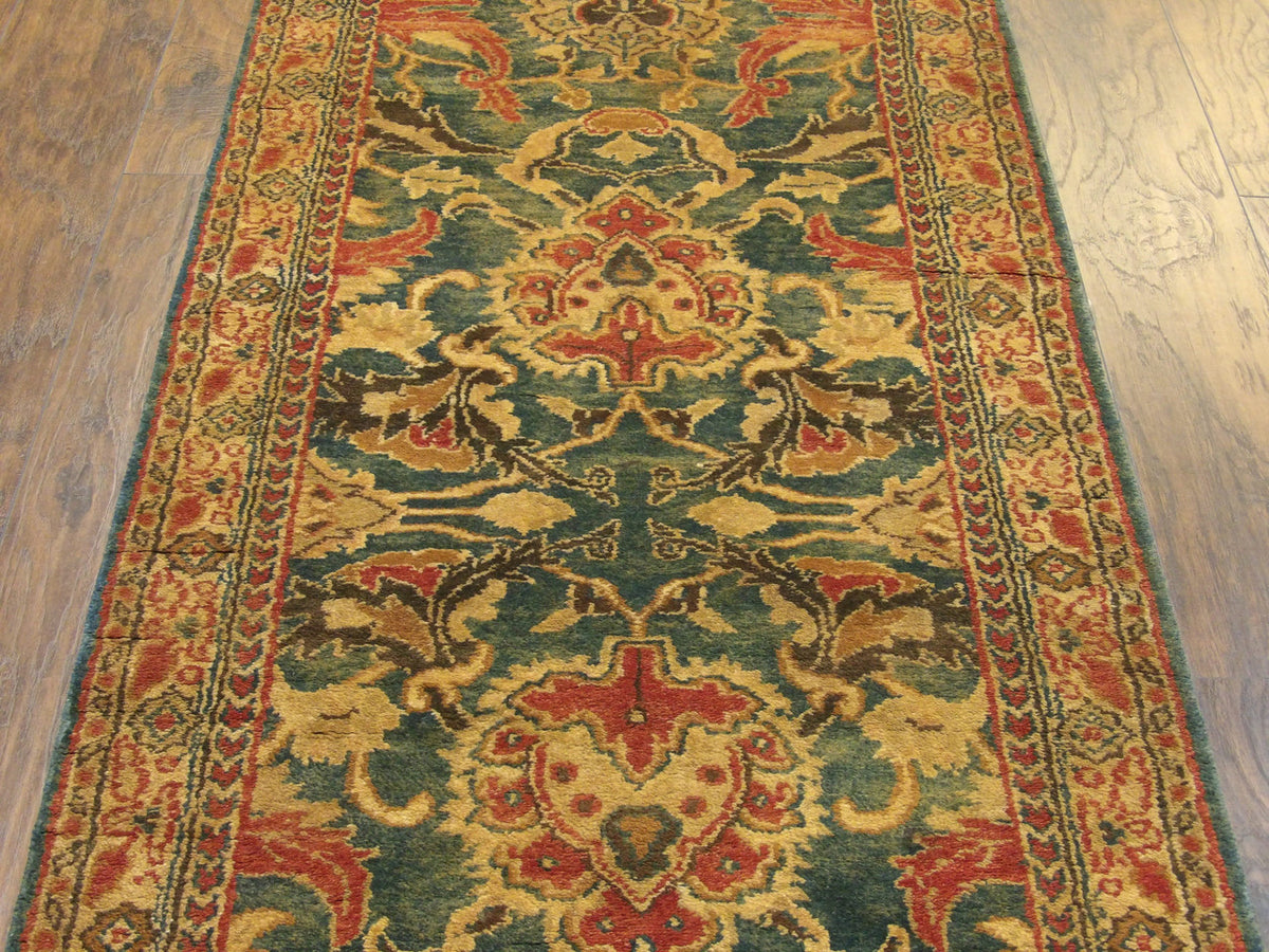 Back of Agra Ziegler hand-knotted runner