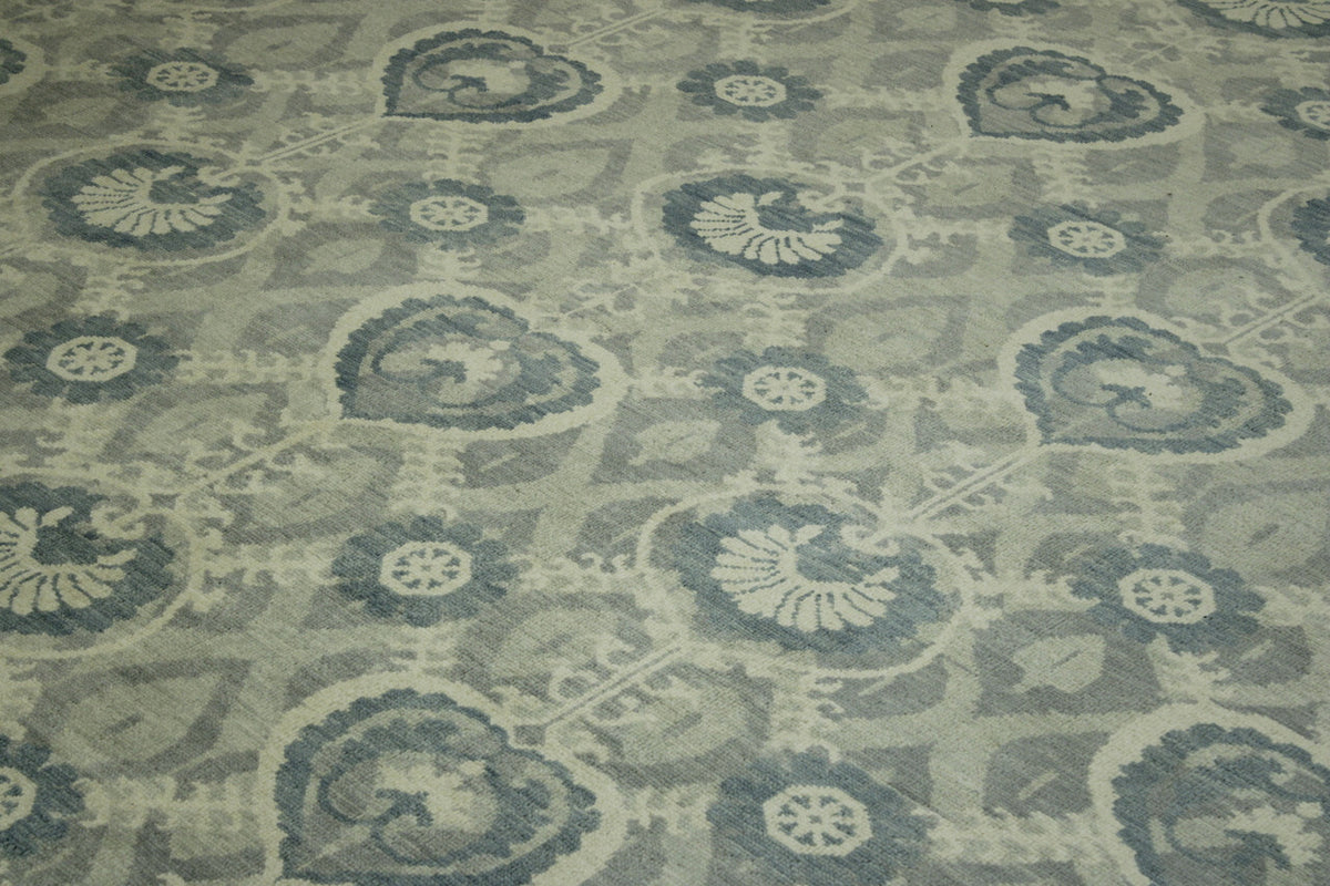 Blue & Gray Tribal Ikat rug in room setting