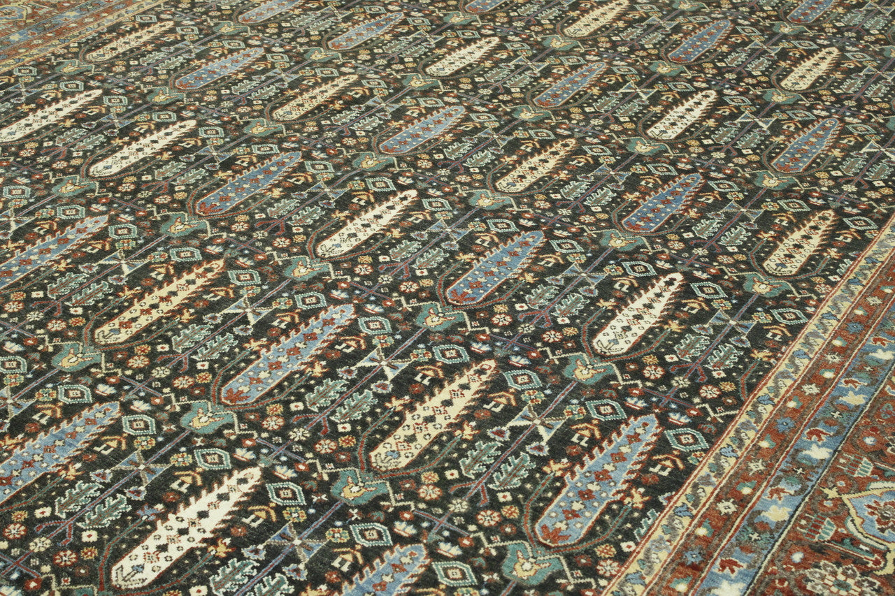 Traditional Fine Haji Jalili rug border detail