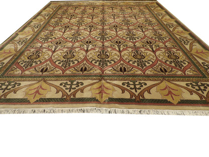 Back of hand-knotted Tibetan damask rug showing construction