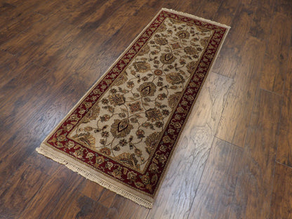 Close-up of wool pile, Beige & Red rug
