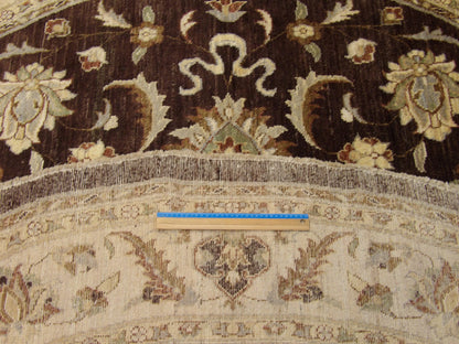 Brown & Beige Oushak Chobi Natural Dye rug in room setting
