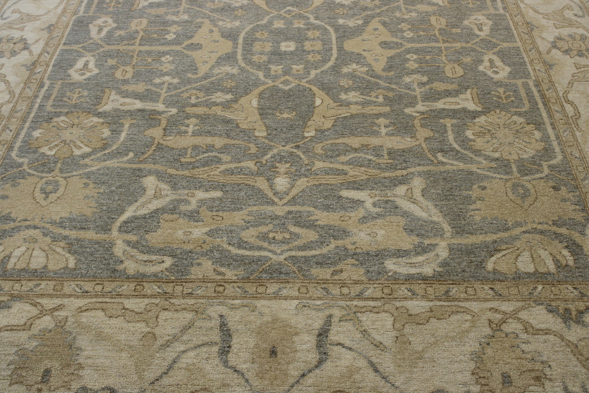 Close-up of wool pile, Blue & Beige rug
