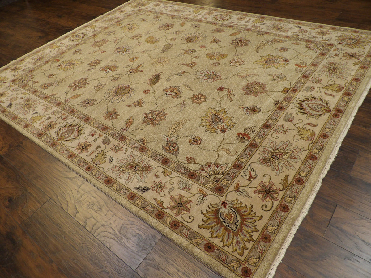 Chobie Oushak / Peshawar hand-knotted wool rug in Green, 7'10" x 9'9", SKU w933