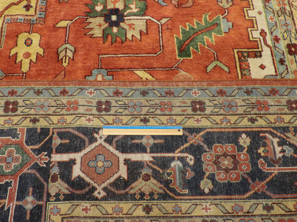 Full room view of palatial tribal Sherapi hand-knotted rug