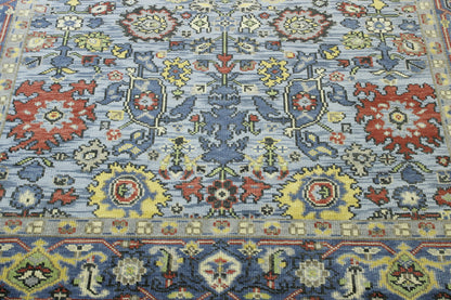 Oushak Colorful Ziegler rug corner detail