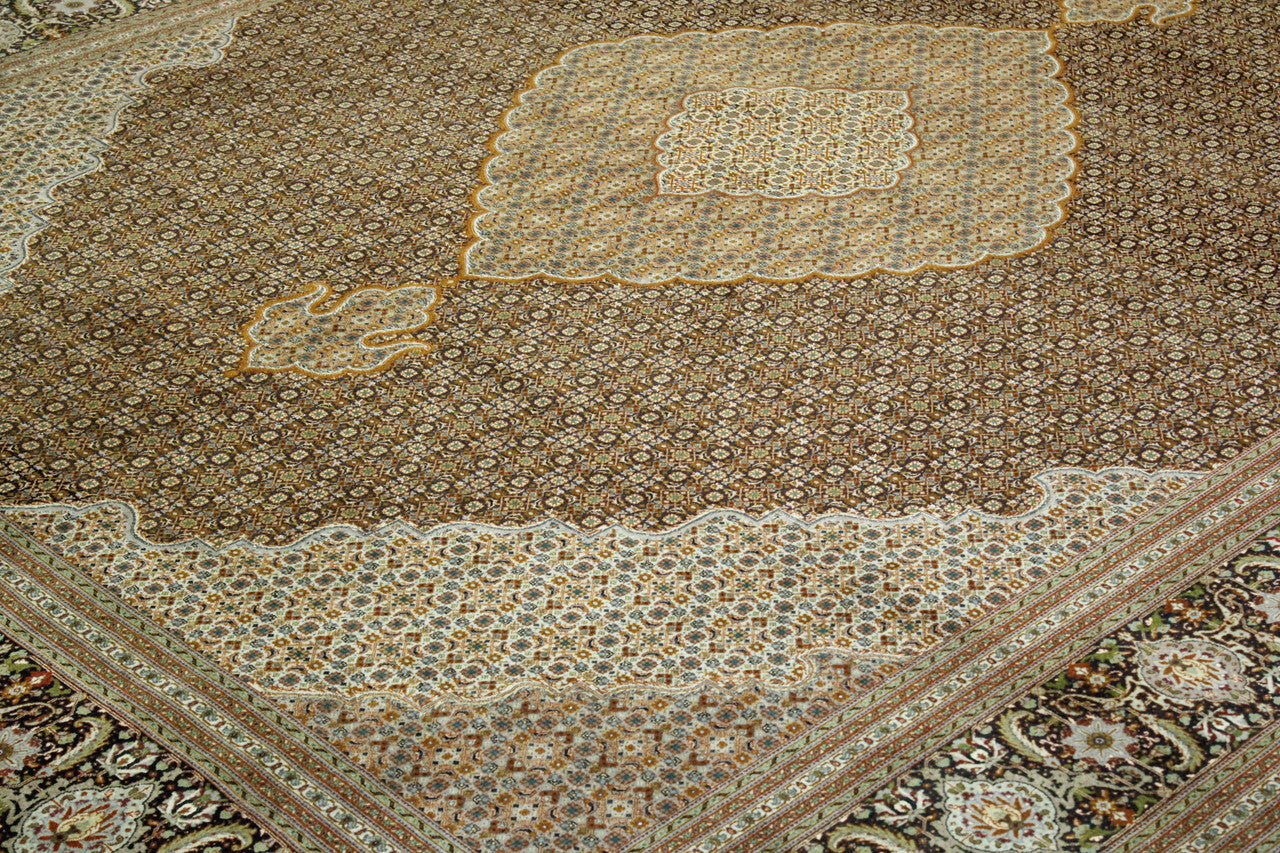 Back of Traditional Mahi Tabriz hand-knotted rug