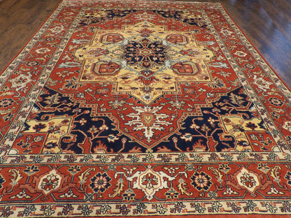 Close-up of wool pile, Beige & Rust rug