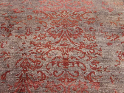 Back of Modern Silky Damask hand-knotted rug