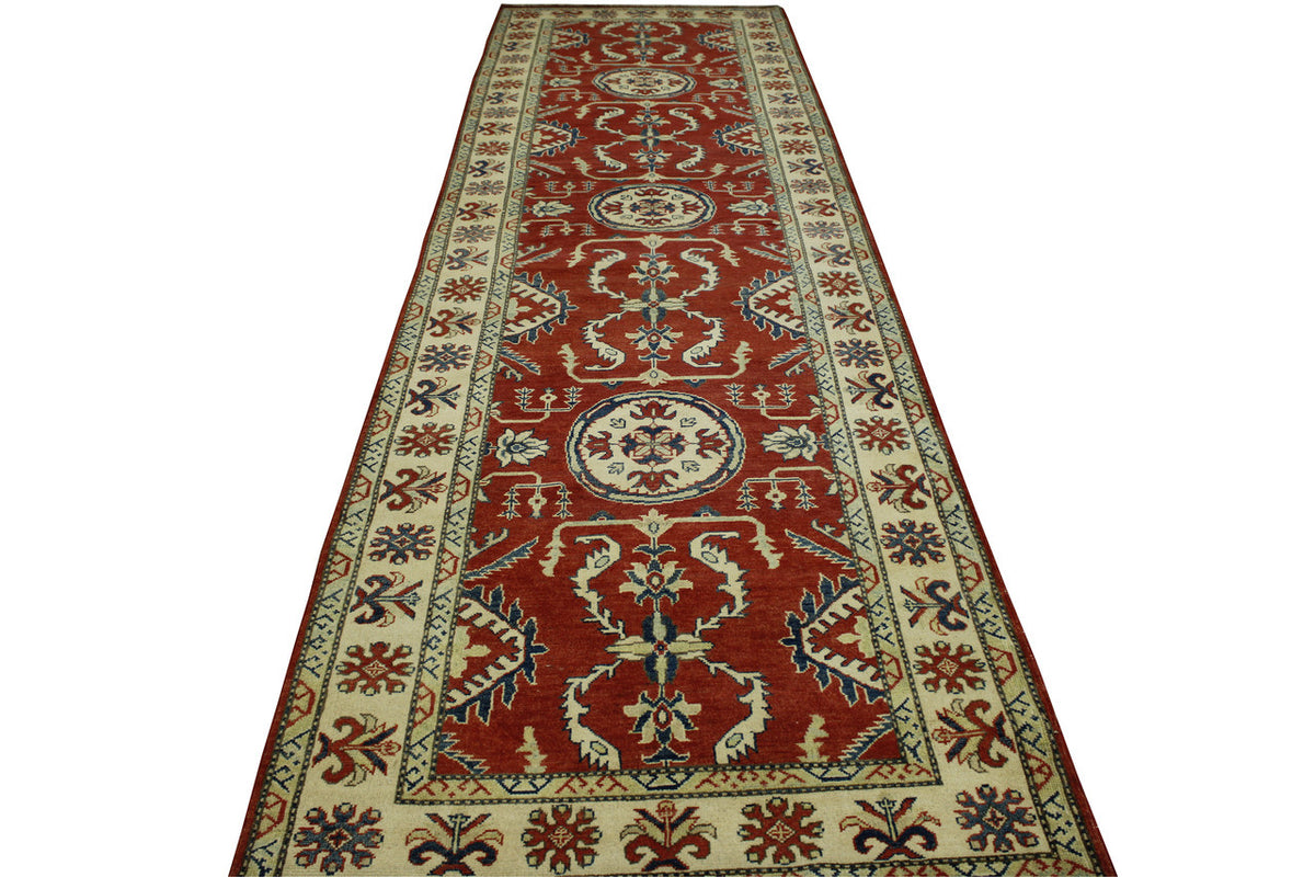 Tribal Super Kazak rug border detail