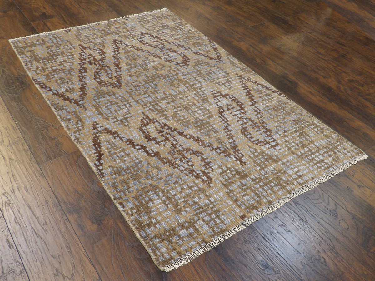 Full view of Transitional Ikat Design Natural Dye rug