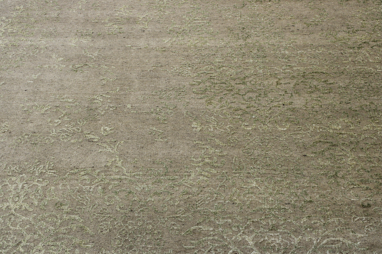 Green & Silver Transitional Abstract Broken Design rug in room setting