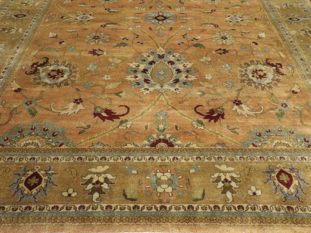Persian Ziegler rug border detail, beige and orange