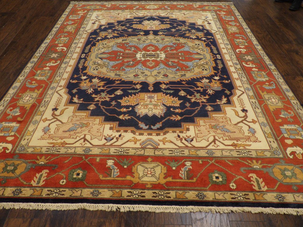 Close-up of wool pile, Blue & Red rug