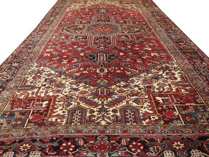 Antique Heriz rug corner detail