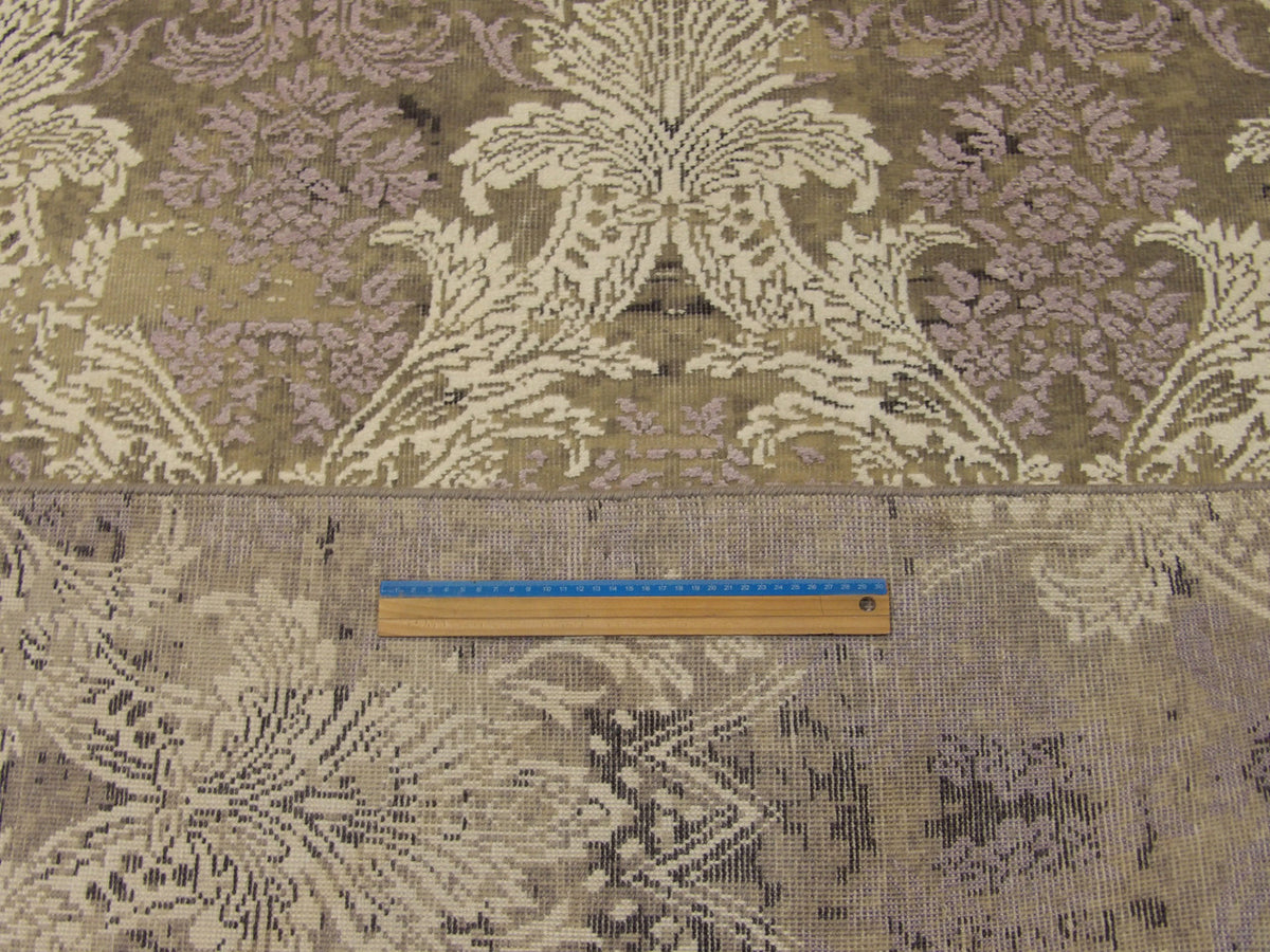 Gray & Purple Transitional Abstract Oxidized Design rug in room setting
