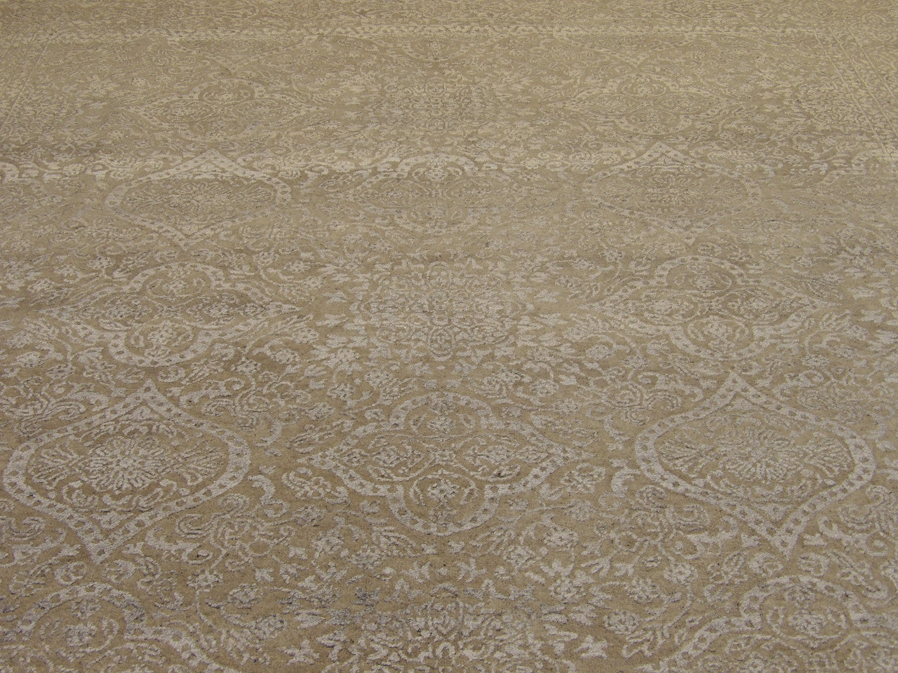 Back of Transitional Abstract Oxidized Damask Design hand-knotted rug