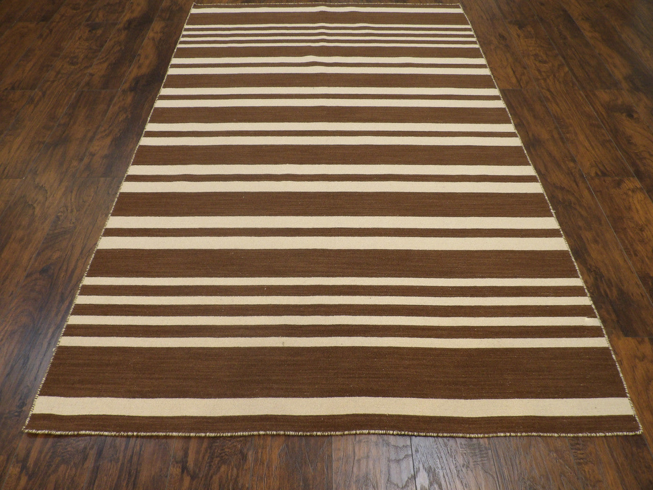 Close-up of wool pile, Brown & Beige rug