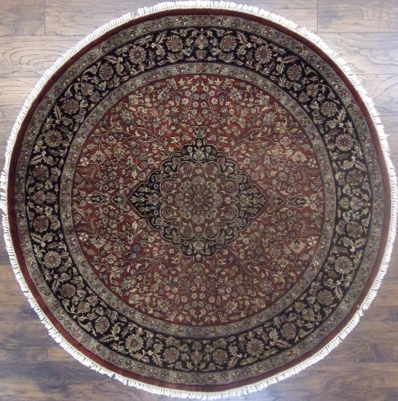 Fine Persian Tabriz hand-knotted wool rug in Black & Red, full view