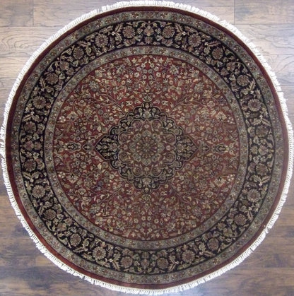 Fine Persian Tabriz hand-knotted wool rug in Black & Red, full view