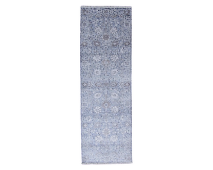 Silky Oushak Wash hand-knotted silk rug in Gray, full view