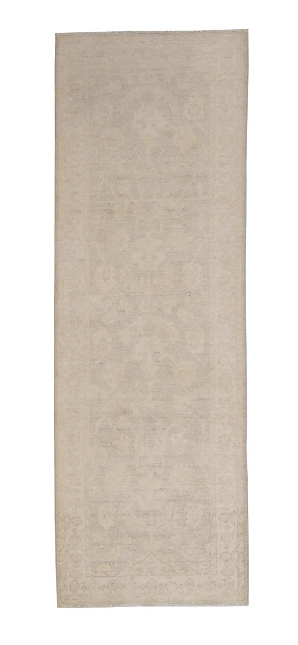 Oushak Chobi hand-knotted wool rug in Gray, full view