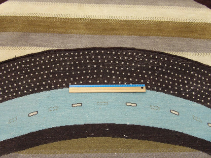 Brown & Teal Modern Persian Gabbeh rug in room setting