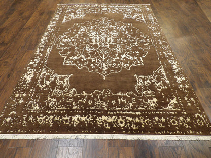 Back of hand-knotted Broken Heriz rug showing construction