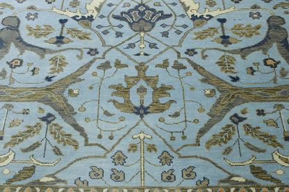 Oushak Ziegler hand-knotted wool rug in Blue & Gray, full view