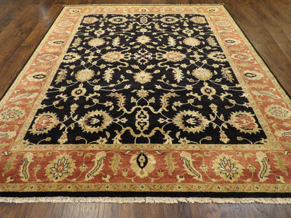 Antique hand-knotted wool rug in Black, 8'0" x 9'7", SKU w943