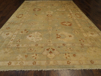 Back of Oushak hand-knotted rug