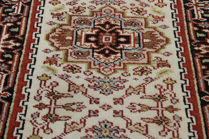 Tribal Heriz rug border detail