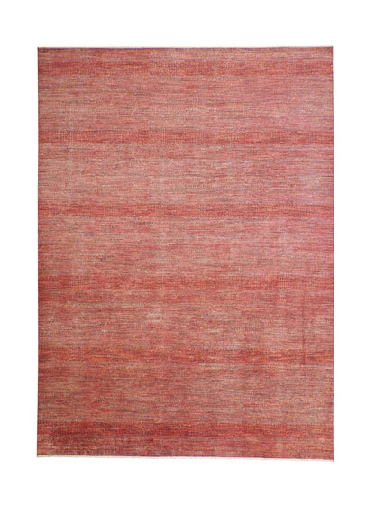 Modern Grass Design hand-knotted wool rug in Beige & Rust, full view