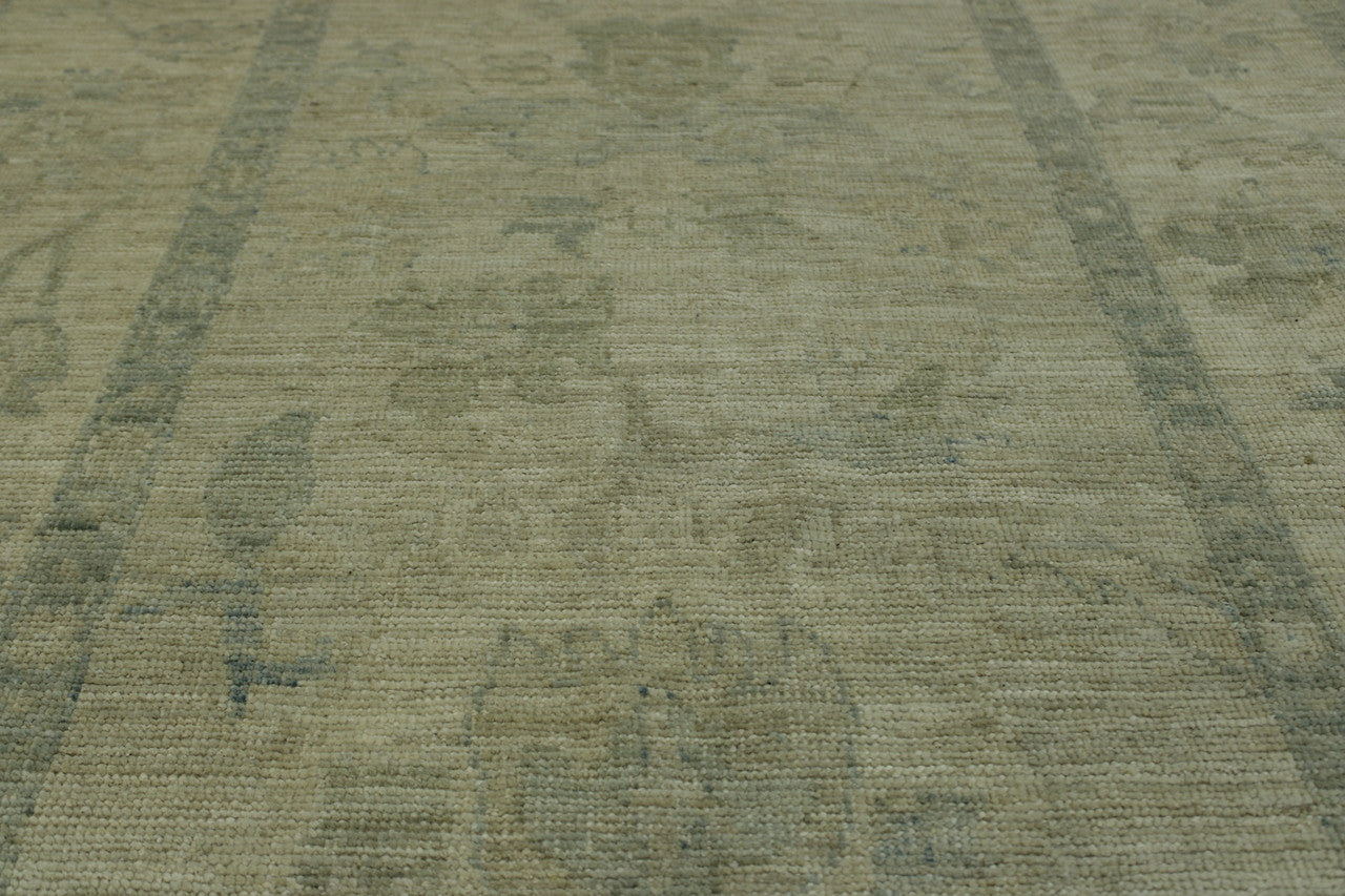 Back of Oushak Chobi hand-knotted rug